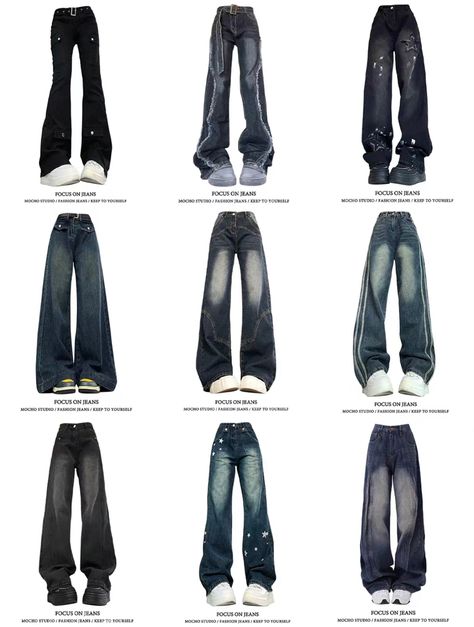 Types Of Baggy Jeans, Different Jeans Types, Acubi Fashion Pants, Acubi Fashion Guide, Clothing Astethic Types, Pants Names, Different Types Of Styles Outfits, Different Pants Styles, Style Aesthetics Types