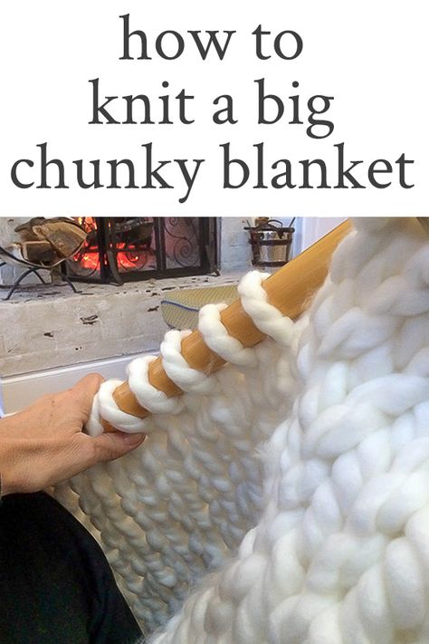 I love a big, chunky knit blanket. Illustrated instructions (with video) to diy a tasseled thick, cozy and chunky knit blanket...a simple one day project. Thick Knitted Blanket Pattern, Bernat Chunky Knit Blanket, Big Blanket Knitting, Knit Thick Blanket, Chunky Knit Blanket Pattern Size 50 Needles, Free Chunky Blanket Knitting Pattern, Chunky Knit Afghan Pattern Free, Thick Blanket Knit, Chunky Knit Blanket With Needles