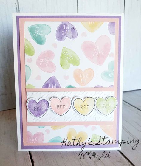 Stampin Up Conversation Hearts, Stampin Up Sweet Conversations Valentine Cards, Stampin Up Sweet Conversations Cards, Sweet Talk Stampin Up Cards, Stampin Up Sweet Talk Dsp Cards, Sweet Conversations Stampin Up Cards, Stampin Up Sweet Talk, Valentines Day Cards Handmade, Cards Valentines Day