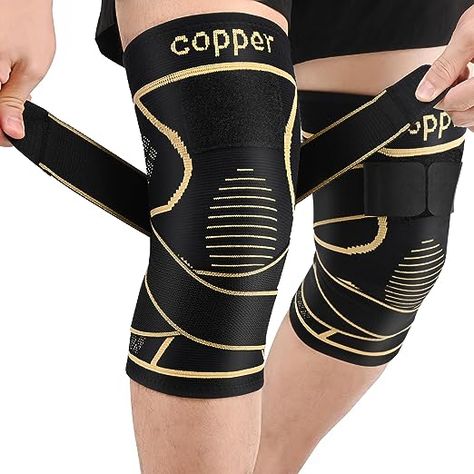 Amazon.com: JHVW Copper Knee Braces with Strap for Knee Pain(2 pack)- Knee Compression Sleeve Support for Men & Women,Arthritis,Working Out : Health & Household Knee Brace Support, Bone Exercises, Knee Bones, Leg Workouts Gym, Workouts Gym, Knee Compression Sleeve, Leg Workouts, Kinesiology Taping, Watering System