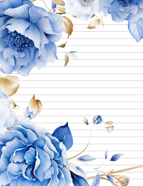 Printable Lined Paper Blank Writing Paper Peony Blue and Gold Design Paper Letter Writing Paper Writing Set, Note paper, Stationary Set. 
8.5x11 Paper With Lines Printable, Note Writing Paper Blue, Free Printable Stationery Half Page, Free Printable Lined Stationary Paper, Writing Paper Printable Stationery Zazzle, Stationary Printable, Printable Lined Paper, Handwriting Practice Sheets, Paper Peonies