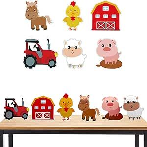 Farm Animal Table Centerpieces, Outdoor Table Decorations, Animals Centerpieces, Paper Centerpieces, Cartoon Cupcakes, 3d Table, Farm Animals Decor, Farm Themed Party, Outdoor Table Decor