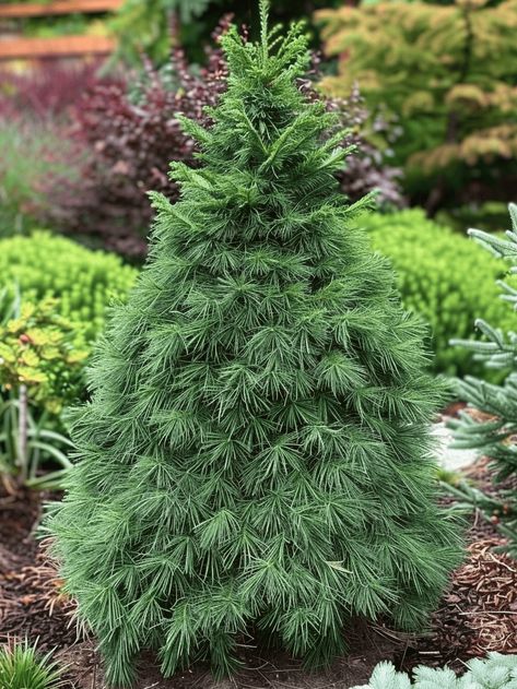 32 Dwarf Conifers For Landscaping Small Conifer Trees, Small Conifer Garden, Front Lawn Privacy Landscaping, Evergreen Shrubs Landscaping, Front Yard Evergreen Landscaping, Mugo Pine Landscape Ideas, Landscape Design Front Of House Porch Ideas, Shade Evergreen Trees, Evergreen Landscape Design