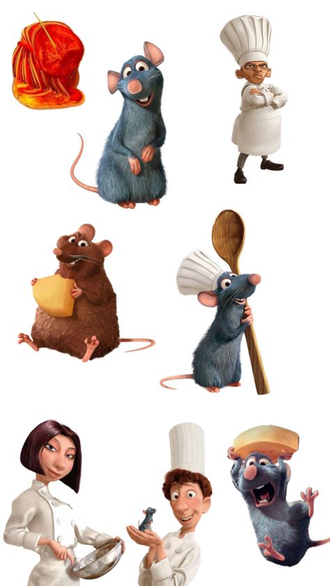 Ratatouille Disney characters Ratatouille Characters, French Themed Parties, Ratatouille Disney, Cake Wallpaper, Disney Birthday Cakes, Pop Art Animals, Disney Sticker, Disney Birthday, Tree Tattoo