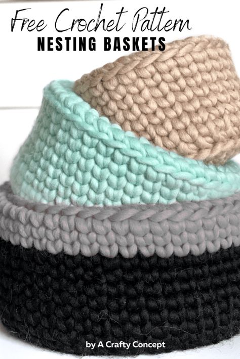 Crochet Storage Baskets Free, Diy Crochet Basket, Easy Crochet Basket Pattern, Crochet Basket Tutorial, Chunky Yarn Crochet, Friends Crochet, Crochet Basket Pattern Free, Crochet Storage Baskets, Nesting Baskets