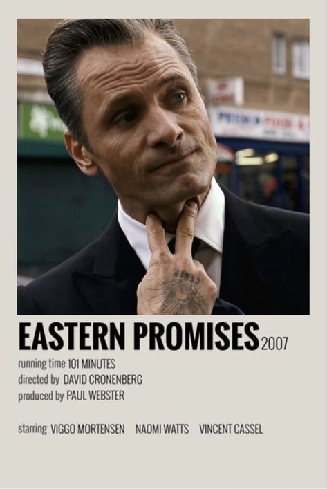 minimalistic movie polaroid poster, eastern promises 2007 film, viggo mortensen, david croenberg Eastern Promises Poster, Viggo Mortensen Eastern Promises, Eastern Promises Movie, Movie Suggestions, Eastern Promises, Netflix Hacks, Posters Minimalist, Iconic Movie Posters, New Movies To Watch