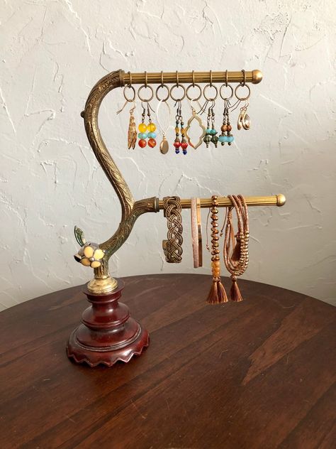 Vintage Jewelry Holder, Retail Jewelry Display, Vintage Jewelry Display, Vanity Display, Jewelery Organizer, Bracelet Holder, Thrift Inspo, Bracelet Holders, Bracelet And Ring