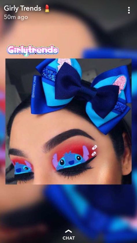 Stitch Makeup Disney, Disney Eye, Stitch Makeup, Artistic Eyeshadow, Disney Eye Makeup, Stitches Makeup, Disney Eyes, Cute Eye Makeup, Crazy Eyes