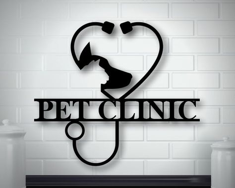 Personalized Metal Animal Clinic Sign Metal Animal Care Sign | Etsy Wildlife Hospital, Vet Office Decor, Hospital Ideas, Hospital Signs, Animal Clinic, Clinic Logo, Dog Prints, Metal Animal, Metal House Numbers