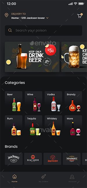 Online Liquor Buying App UI Kit Liquor eCommerce App UI Kit Liquor Delivery App UI Kit Old Barrel Beer App, Delivery App Ui, Drink App, Alcohol Store, Ux App Design, Ecommerce App, App Home, Wine Delivery, Delivery App