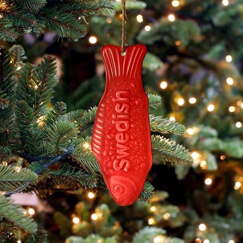 Swedish Fish handmade Ornament - Etsy Kate Spade Christmas Tree, Christmas Study, Swedish Christmas Decorations, Gift Hacks, Mum Gifts, Swedish Fish, Fish Ornaments, Food Ornaments, Swedish Christmas