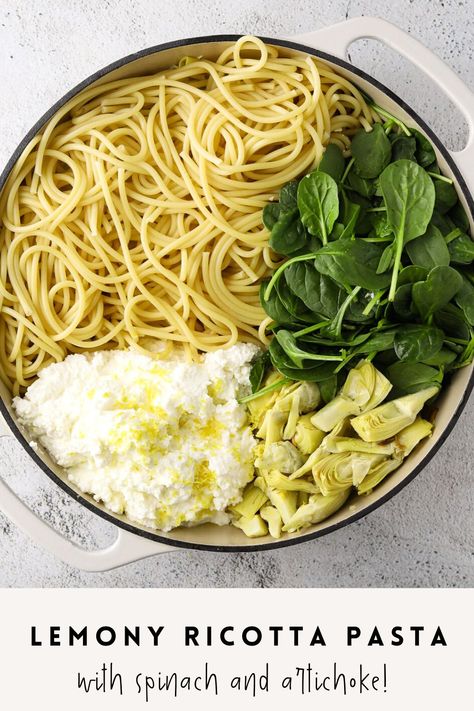 Lemon Ricotta Pasta, Lemon Pasta Recipes, Ricotta Spinach, Pasta With Spinach, Artichoke Pasta, Winter Meals, Ricotta Pasta, Lemon Ricotta, Lemon Pasta