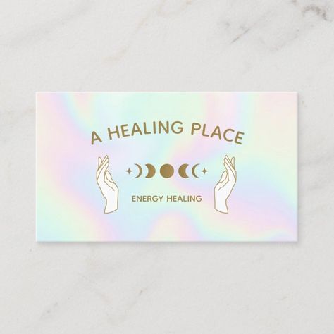 Energy Healer Holographic Hands Moon Phases Business Card  Zazzle Reiki Business Cards, Reiki Business, Spiritual Healer, Energy Healer, Energy Work, Business Card Size, Acrylic Art Print, Enclosure Cards, Marketing Materials