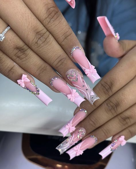 Acuity Booking Site, Nails Coquette, Nails Vacation, Coquette Nails, Vday Nails, Hard Nails, Manicure Inspiration, Nails Design With Rhinestones, Acrylic Set