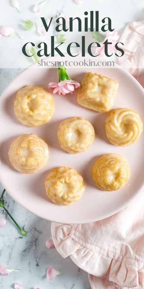 Nordic Ware Recipes Minis, Cakelette Pan Recipes, Nordic Ware Tea Cake Pan Recipes, Nordic Ware Cakelet Recipes, Mini Vanilla Bundt Cakes, Nordic Ware Bundt Pan Recipes, Cakelet Pan Recipes, Cakelets Recipe, Nordic Ware Recipes