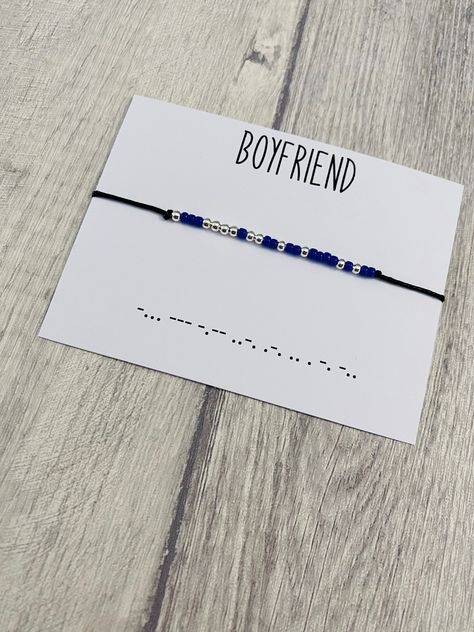 Cute Bracelets For Boyfriend, Handmade Bracelet For Boyfriend, Small Handmade Gifts For Boyfriend, Diy Bracelets For Boyfriend, Bracelet For Boyfriend, Morse Code Gifts, Boyfriend Bracelet, Boyfriend Boyfriend, Gifts Boyfriend