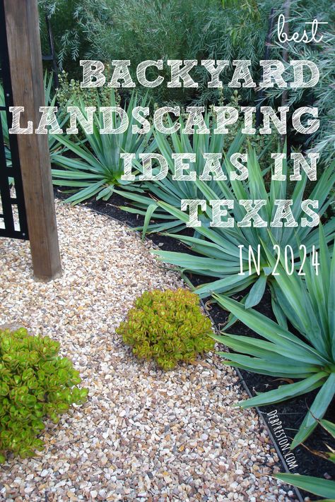 Struggling with a Texas backyard? We feel you! From plants to rocks to irrigation, here are the best backyard landscaping ideas in Texas! Dallas Garden Ideas, Backyard Landscaping In Arizona, Texas Pool Landscaping Ideas, Xeriscape Landscaping Texas, South Texas Backyard Landscaping, Low Maintenance Texas Landscaping, Austin Texas Landscaping Native Plants, El Paso Landscaping Ideas, Backyard Texas Landscaping