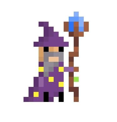 Little wizard I made when I started making pixel art Simple Pixel Art Characters, Wizard Pixel Art, Wizard Council, Witch Pixel Art, Pixel Reference, Whimsical Wizard, Ice Mage, Old Wizard, Dnd Paladin