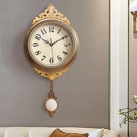 Wall Clock With Pendulum, Copper Bedroom, Antique Wall Clocks, Time Is Of The Essence, Pendulum Wall Clock, Nyc Apt, Handmade Stuff, Vintage Wall Clock, Antique Wall Clock