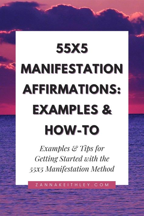 Looking to learn more about the 55×5 Manifestation Method? In this post, learn all about this powerful manifesting practice, plus get examples of 55×5 manifestation affirmations you can use as well as tips for how to manifest the life you desire. #manifestation #lawofattraction #manifestyourdreams 55 X 5 Manifestation, Manifesting Words To Use, 55 X 5 Manifestation Examples, 55×5 Manifestation Method, 369 Manifestation Method Example Job, 5x55 Manifesting Method, 55x5 Manifestation Examples, 55x5 Manifestation, Manifestation Examples