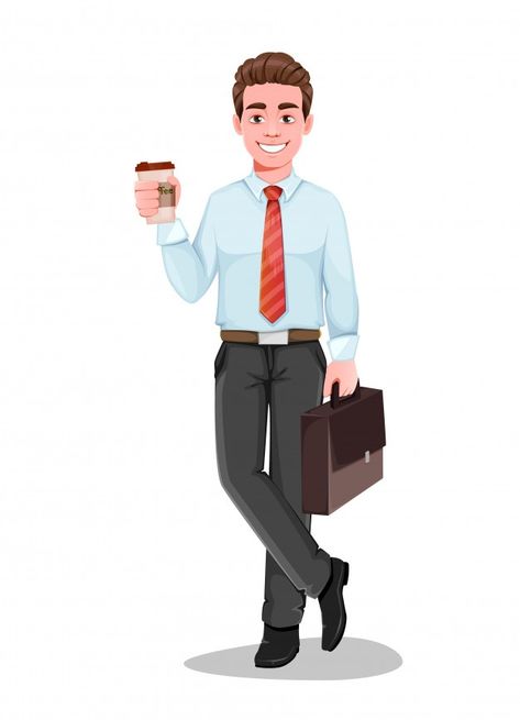 Handsome businessman in business clothes... | Premium Vector #Freepik #vector #coffee #man #character #cartoon Human Life Cycle, The Office Characters, Business Portrait Photography, Business Clothes, Man Cartoon, People Working Together, Office Men, Illustration Story, Man Vector