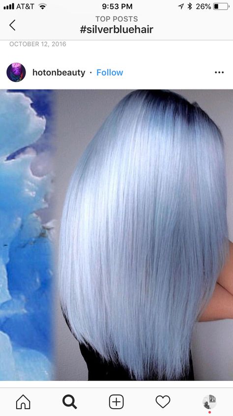 Powder Blue Hair Color, Frosted Blue Hair, Artic Fox Periwinkle Hair Color, Powder Blue Hair, Ice Blue Hair Ombre, Silver Blue Hair, Silver White Hair, Light Blue Hair, Lilac Hair