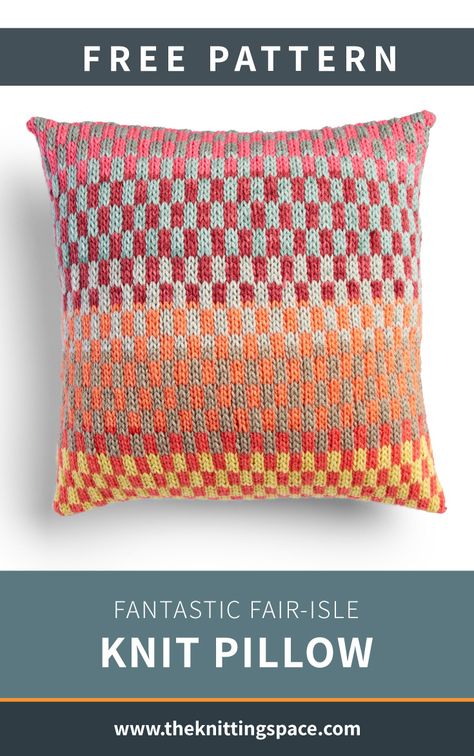 Knitted Pillow Covers Free Pattern, Knitted Pillow Covers, Bernat Pop, Knit Pillow Cover, Quick Knitting Projects, Motif Fair Isle, Knitted Cushion Covers, Country Pillows, Easy Knitting Patterns Free