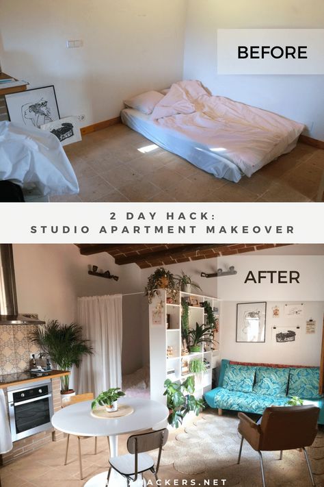 Studio Apartment Makeover, Apartemen Studio, Små Rum Lidt Plads, Minimalist Apartment Decor, One Room Apartment, Studio Layout, A Studio Apartment, Studio Apartment Design, Studio Apartment Living