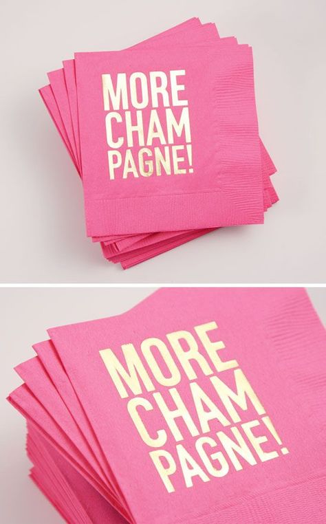 Classy Birthday, Kate Spade Party, Champagne Birthday, Champagne Party, Birthday Brunch, Bridal Shower Brunch, Personalized Napkins, Custom Napkins, Gold Champagne