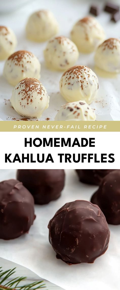 Image for Homemade Kahlua Truffles Kahlua Truffles Recipe, Kahlua Balls No Bake, Alcohol Truffles, Kahlua Cookies, Diy Kahlua, Kahlua Balls, Kahlua Ganache, Truffles Recipe Easy, Kahlua Truffles