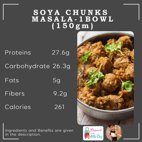 Soya chunks (Unsoaked) - 50gm - Oil or Ghee - 1 tps, Onion - 1 medium - Tomato - 1 medium - Red chilly powder - 1/2 tbps - Garam Masala - 3/4 tbps - Chicken /Mutton masala - 1 tbps - Ginger and Garlic paste - 1/2 tbps - Coriander Powder - 1/2 tbps - Tarmaric - 1/4 tbps - Salt - Adjust to taste. BENIFITS : - It is known for high protein content- its exceeds than eggs, meat, milk. - Since it’s a good source of omega-3 fatty acids and fiber, it can benefit in lowering down cholesterol levels in a b Mutton Masala, Soya Chunks, Healthy Diet Tips, Coriander Powder, Garlic Paste, Cholesterol Levels, Chilli Powder, Garam Masala, Health Quotes