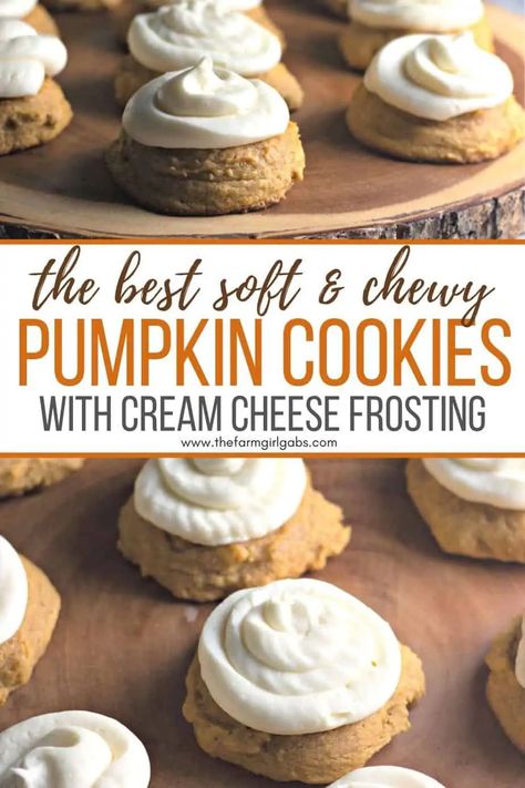 Soft Pumpkin Cookie Recipe, Chewy Pumpkin Cookies, Pumpkin Cookies With Cream Cheese, Pumpkin Cookies Healthy, Pumpkin Cookies Easy, Cookies With Cream Cheese Frosting, Soft Pumpkin Cookies, Cookies With Cream Cheese, Bar Desserts