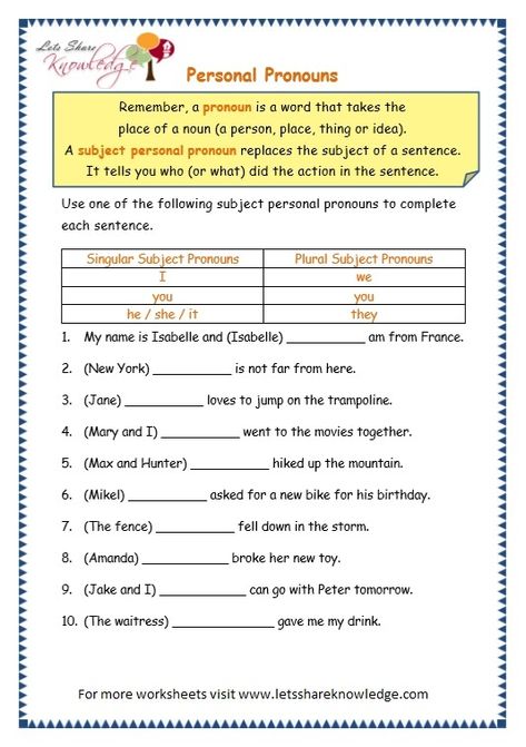 Grade 3 Grammar Topic 10: Personal Pronouns Worksheets Pronoun Games, Prepositions Worksheets, Personal Pronouns Worksheets, Pronouns Worksheet, Suffixes Worksheets, Part Of Speech Noun, Fraction Word Problems, Nouns And Pronouns, Worksheets For Grade 3