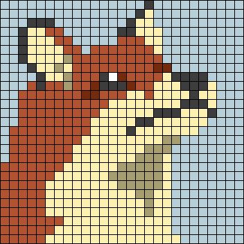 Pixel Fox Art, Pixel Art Pattern 30x30, Bear Pixel Pattern, Pixel Art 20x20 Grid, Alpha Pattern Animals, Fox Pixel Art, Raccoon Pixel Art, Pixel Art Nature, Pixel Art Animals