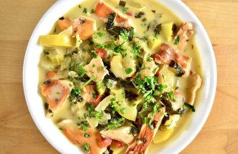 Cream of Chicken of the Woods Soup - Recipes - The Intrepid Eater Chicken Of The Woods Recipe, Wild Chicken, Creamed Kale, Chicken Of The Woods, Plant Based Soups, Cream Of Chicken, Soup Recipe, Cheeseburger Chowder, Chowder