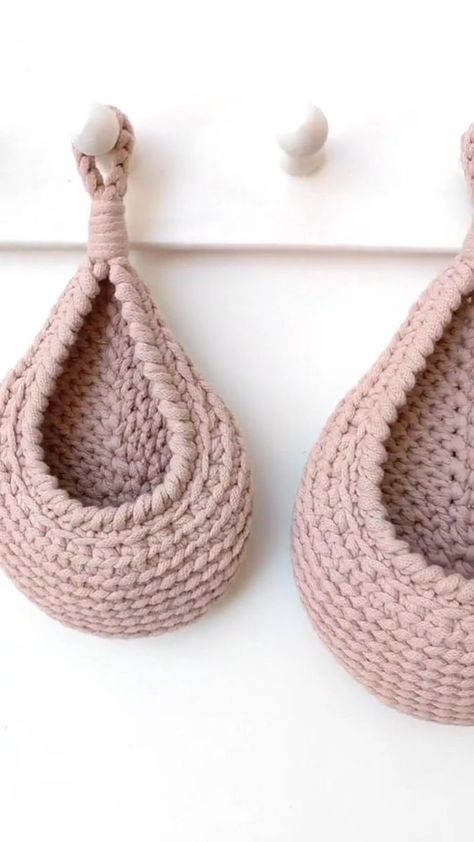 Crochet Teadrop Baskets | basket, download, photograph, crocheting | Get hooked on home décor with our Teardrop Basket Crochet Pattern! Craft an eye-catching hanging basket that's not just a storage solution, but a... | By Ponycrafts Basket Crochet Pattern, Crochet Storage Baskets, Basket Crochet, Bathroom Basket Storage, Crochet Storage, Couture Embroidery, Crochet Tote Bag, Boho Bags, Crochet Tote