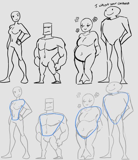 Practice Makes Perfect — the-orator: Anonymous asked the-orator: ... Bottom Heavy Character Design, Bottom Heavy Body Reference, Cartoon Body Types, Body Draw, Body Type Drawing, Bottom Heavy, Cartoon Body, Draw Cartoon, Human Figure Drawing