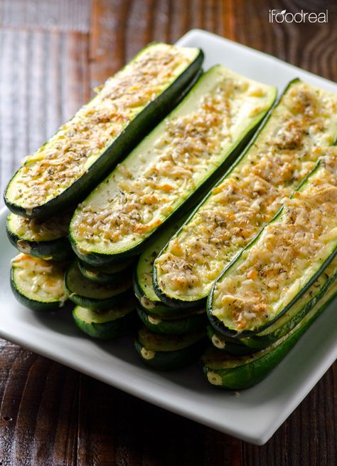 Parmesan Zucchini Sticks are 20 minute healthy baked zucchini recipe that is veggie and flavour packed. | ifoodreal.com Parmesan Sticks, Zucchini Sticks Recipes, Oven Roasted Zucchini, Healthy Substitutes, Zucchini Parmesan, Zucchini Sticks, Roasted Zucchini, Roast Zucchini, Parmesan Zucchini