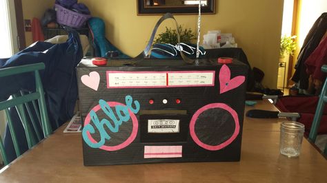 Boom Box Valentines Box Boom Box Valentine Box Ideas, Boombox Valentine Box Ideas, Boom Box Valentines Boxes, 80 Theme Party, Diy Valentine's Box, 80's Theme Party, Girls Valentines Boxes, Valentines Day Boxes, Diy Valentines Box