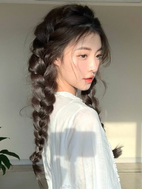 Hair Pigtails, Visual Girl, Music Supplies, Hair Style Korea, Long Hair Wedding Styles, Korean Aesthetic, Cool Hair Color, Photo Styling, Dream Hair