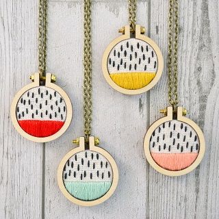 15 Inspiring Artists that will make you Love Embroidery - ArtisticMoods.com Miniature Embroidery, Embroidered Necklace, Monogram Pendant, Contemporary Embroidery, Mini Cross Stitch, Wooden Hoop, Embroidery Jewelry, Modern Embroidery, Embroidery Inspiration