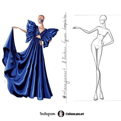 Blue Dress Illustration, Butterfly Dress Design Sketch, Butterfly Dresses, Fashion Illustration Poses, Fashion Model Sketch, Fashion Illustration Tutorial, Fashion Design Books, Fashion Figure Drawing, Fashion Illustrations Techniques