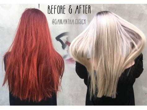 TRANSFORMATION: Gorgeous Red To Gorgeous Blonde | Modern Salon Changing Hair Color, Baylage Hair, Color Correction Hair, Beauty Careers, Red Blonde Hair, Hair Color Remover, Hair Color Options, Dyed Red Hair, Red To Blonde