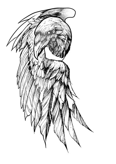 Crow Tattoo Design, Angel Wings Drawing, Chest Tattoo Ideas, Chest Hair, Throat Tattoo, Couples Tattoo Designs, Crow Tattoo, Wings Drawing, Raven Tattoo