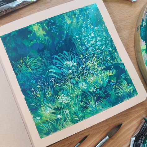 Art Gouache, Gouache Art, Spring Nature, Sketchbook Inspiration, Ink Illustrations, Environmental Art, Gouache Painting, Art Plastique, Art Techniques