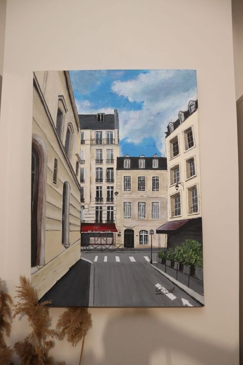 Street View Painting Easy, Acrylic Street Painting, Painting Buildings Acrylic, Building Painting Ideas, Street Painting Acrylic, Acrylic Painting Buildings, Architecture Painting Acrylic, City Painting Easy, 3d Street Painting