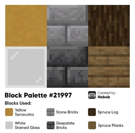 Minecraft Block Palette Stone Brick, Crowcore Aesthetic Wallpaper, Minecraft Block Palette Spruce, Dark Minecraft Palette, Mc Block Pallets, Minecraft Build Pallets, Minecraft House Color Palette, Minecraft Palates, Minecraft Block Pallets