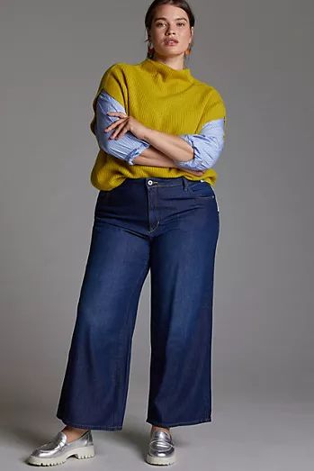 Teaching Wardrobe, Wide Leg Jeans Outfit, Look Jean, Look Plus Size, Curvy Fashionista, Plus Size Denim, Oh Yes, Plus Size Fashion For Women, Curvy Outfits