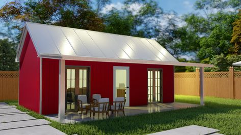 Cabin Tiny House, Accessory Dwelling Unit, Backyard Office, Cabin Kits, Gable Roof, Tiny Cabin, Granny Flat, Cabin Plans, Steel Buildings