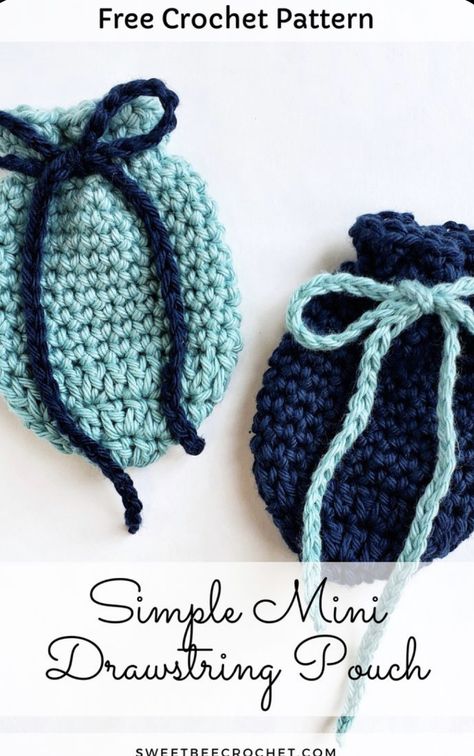 Simple Mini Crochet Drawstring Pouch – Free Pattern Crochet Drawstring Pouch, Crochet Pouches, Diy Mittens, Mini Coin Pouch, Crochet Drawstring Bag, Bee Crochet, Crochet Drawstring, Crochet Unique, Small Drawstring Bag